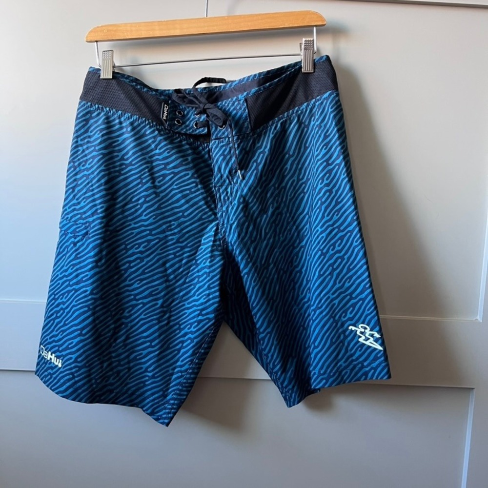 DaHui Mens‎ Blue Abstract Pattern Board Shorts Swim Trunks Size 30